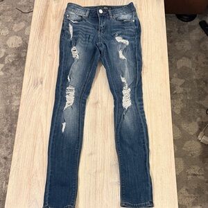 Juniors Distressed Blue Skinny Jeans